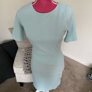 Light Blue Shirt Sleeve Dress with Open Back